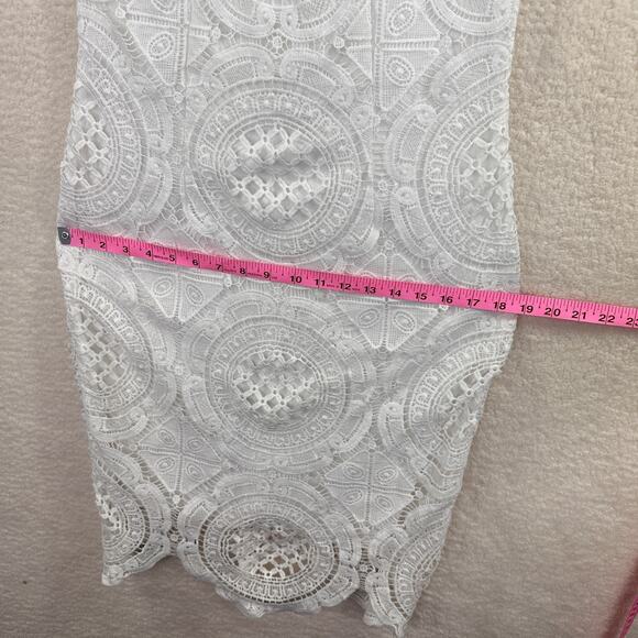 Bisou Bisou Dress Womens 8 White Lace Sheath High Neck Cap Sleeve Party Cocktail - Picture 16 of 16